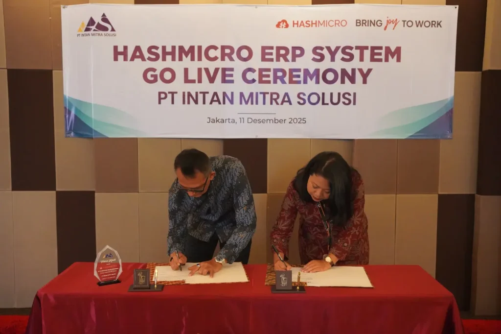 penandatanganan kerja sama ims dan hashmicro go live ceremony